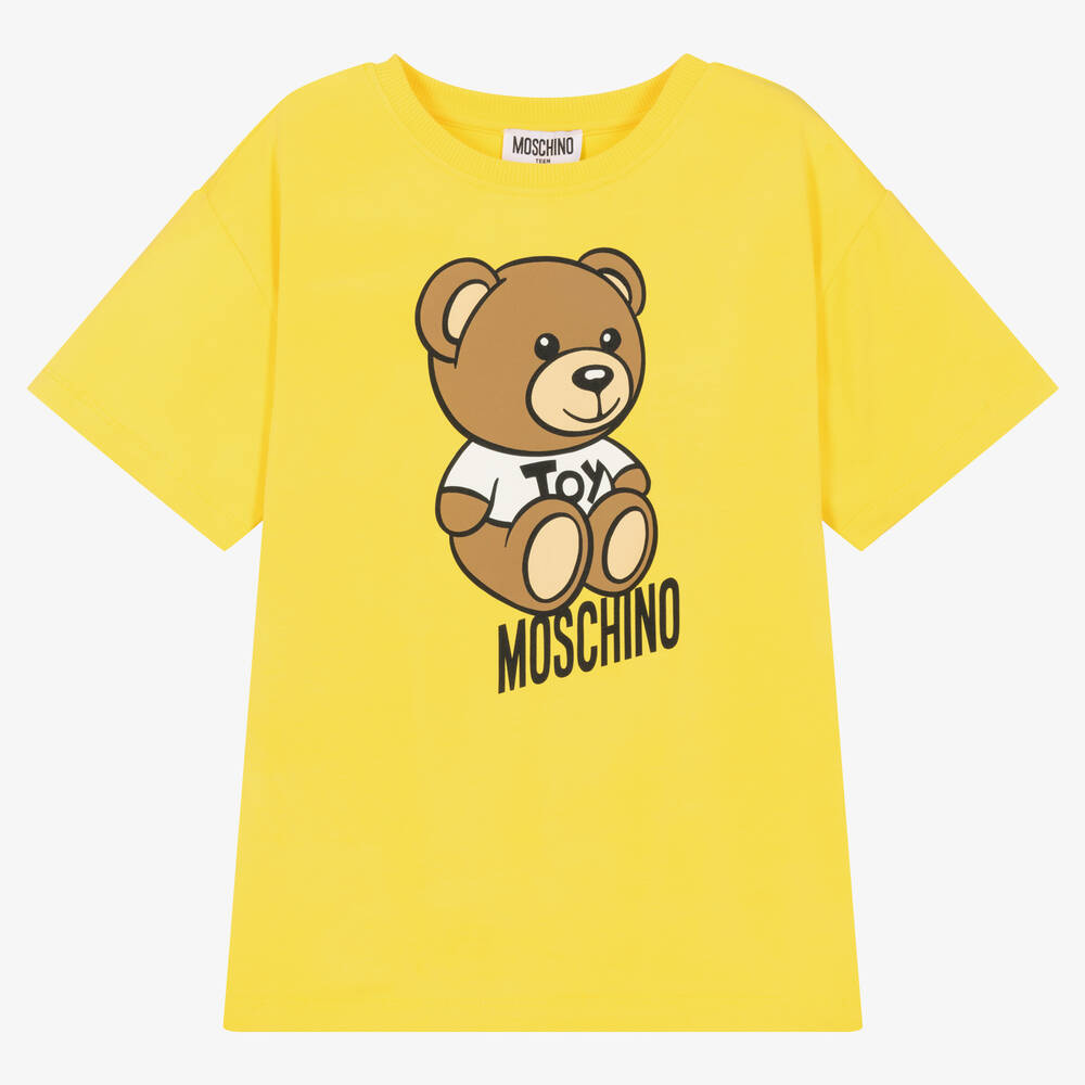 Moschino Kid-Teen - Teen Yellow Cotton Teddy Bear Logo T-Shirt | Childrensalon