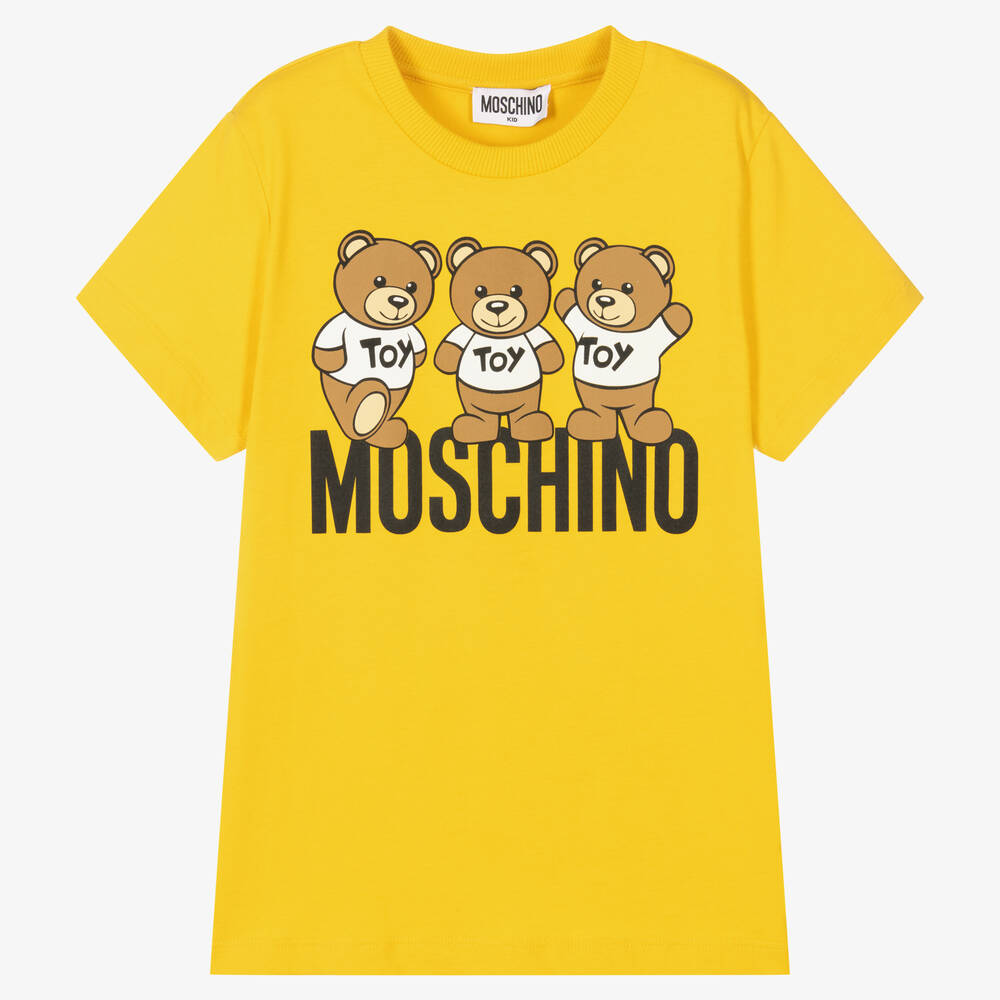 Moschino Kid-Teen - Желтая хлопковая футболка с медвежатами | Childrensalon