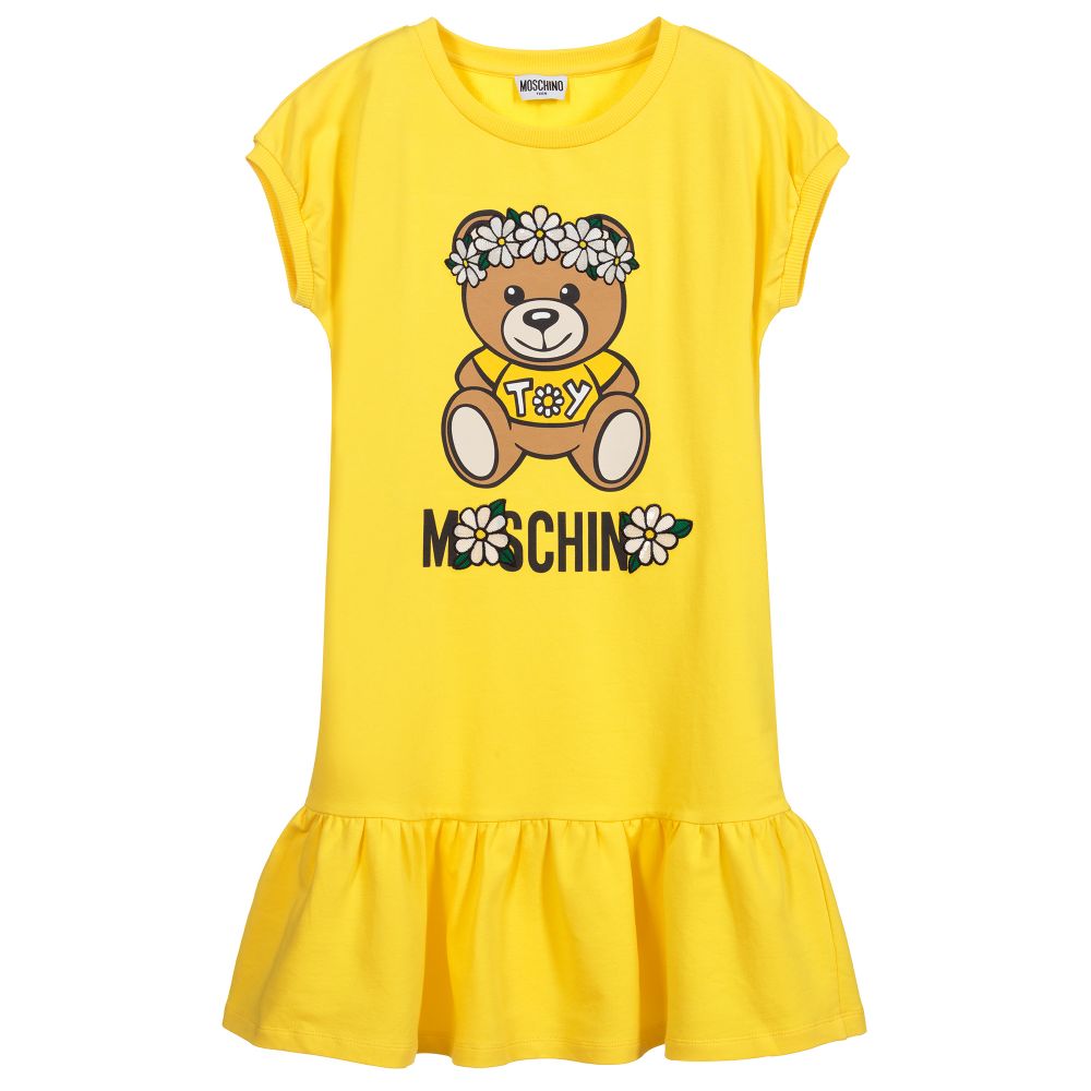 Moschino Kid-Teen - فستان قطن جيرسي لون أصفر  | Childrensalon