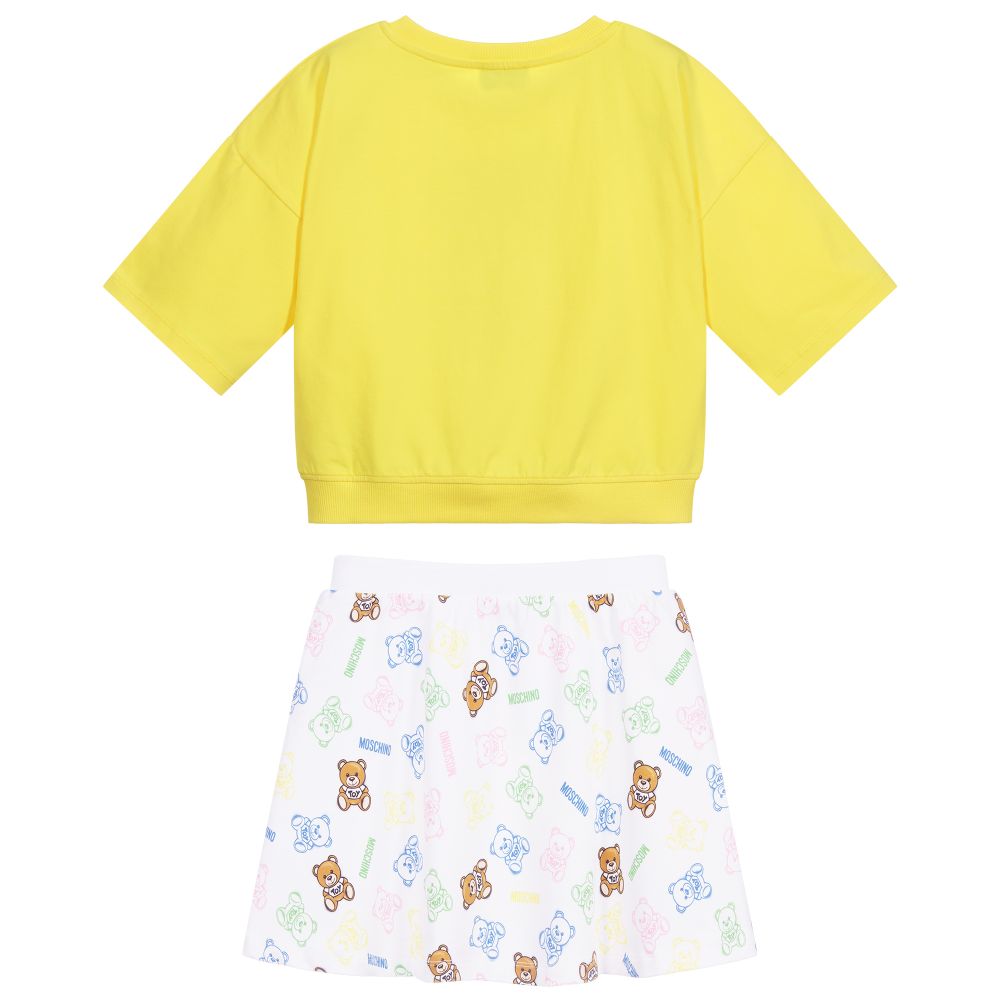Moschino Kid-Teen - Teen Yellow Logo Skirt Set | Childrensalon Outlet