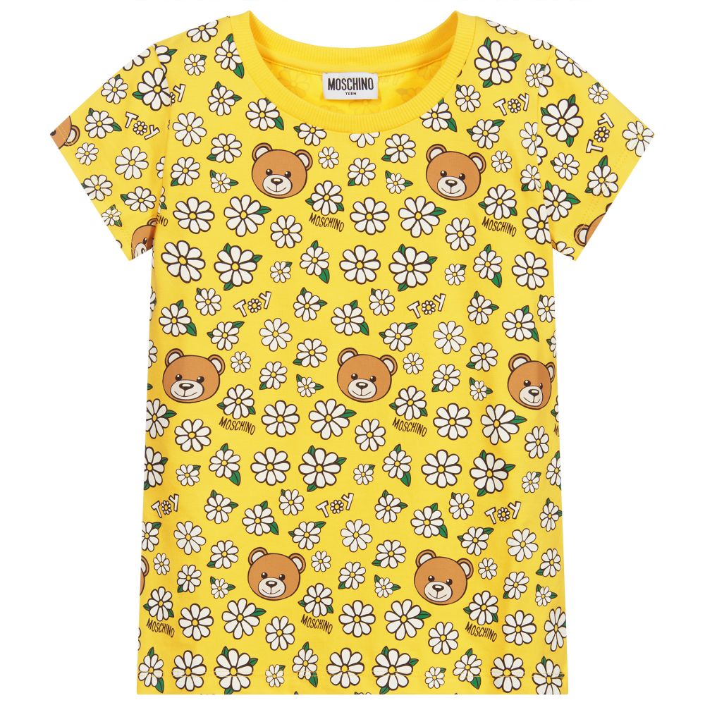 Moschino Kid-Teen - Желтая футболка с логотипом для подростков | Childrensalon