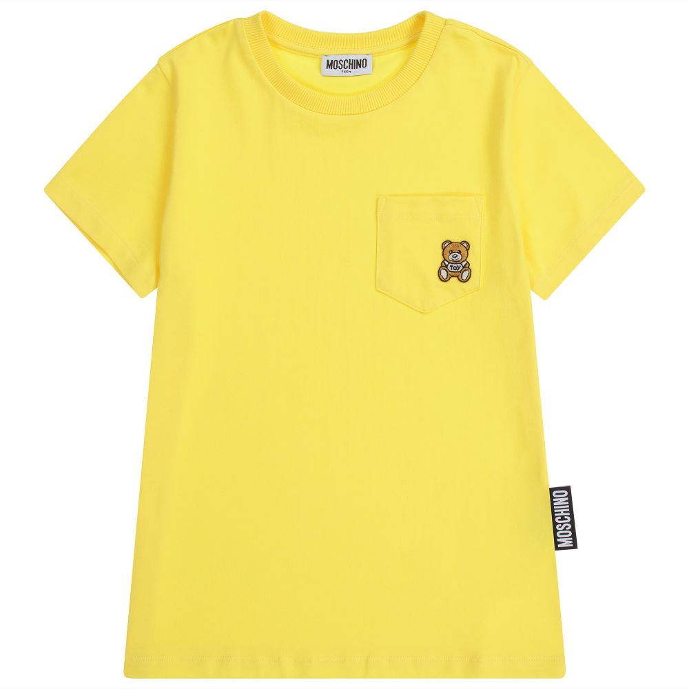 Moschino Kid-Teen - Желтая футболка с логотипом для подростков | Childrensalon
