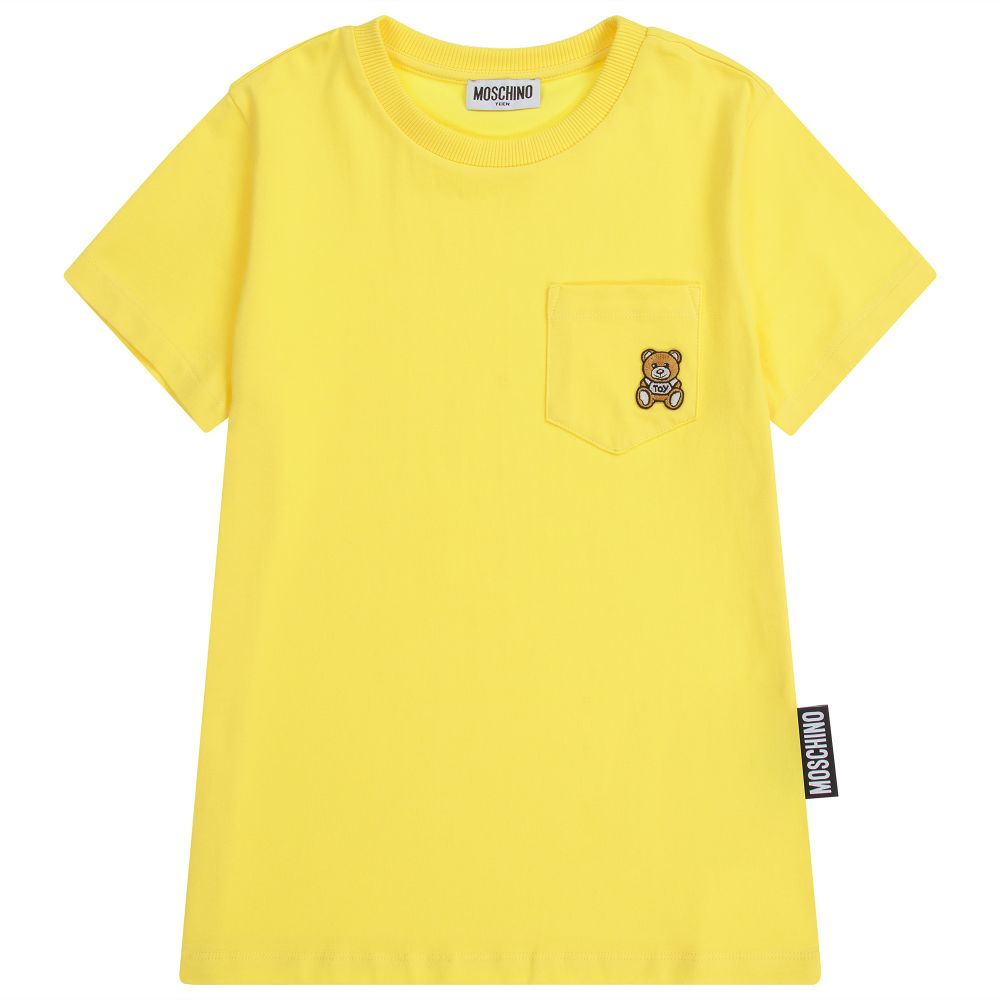 Moschino Кид-Тин-Желтая футболка с логотипом для подростков | Childrensalon Outlet