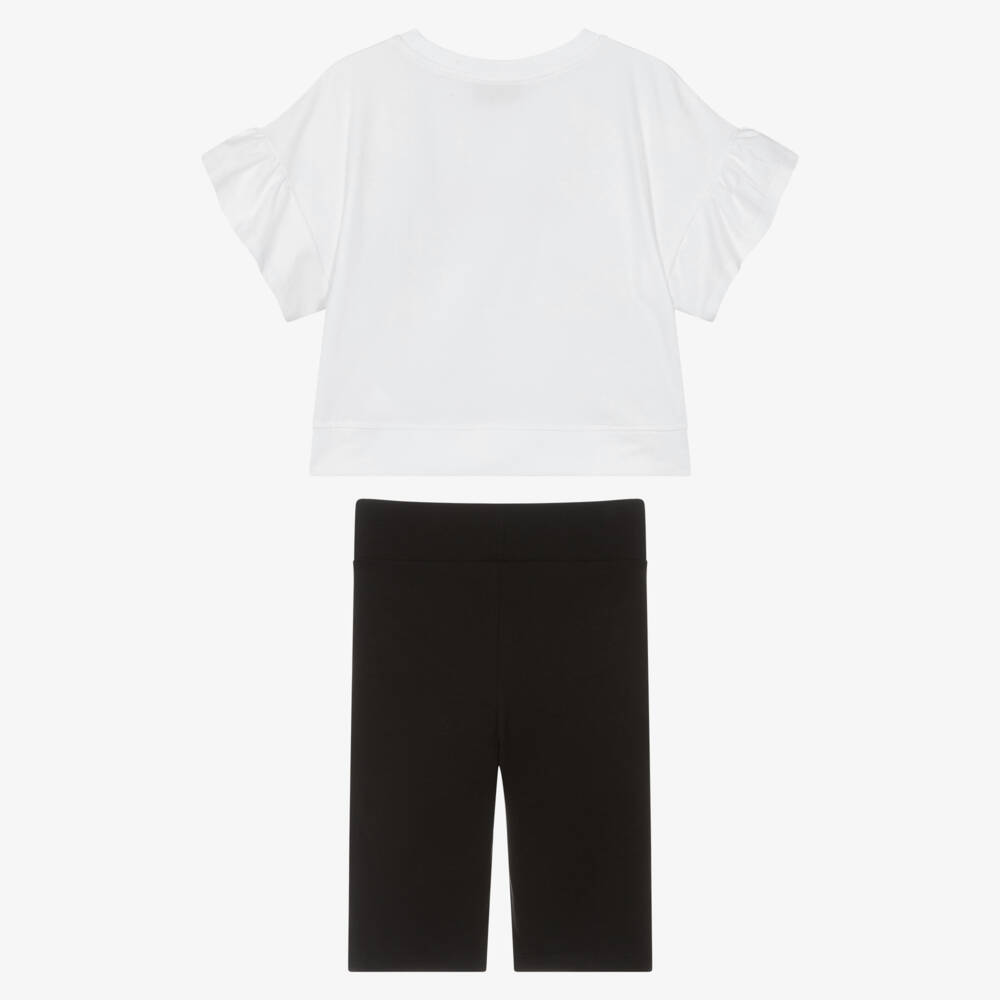Moschino-White And Black Logo Shorts Set | Childrensalon Outlet
