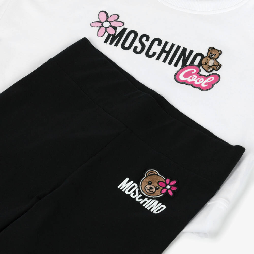 Moschino-White And Black Logo Shorts Set | Childrensalon Outlet