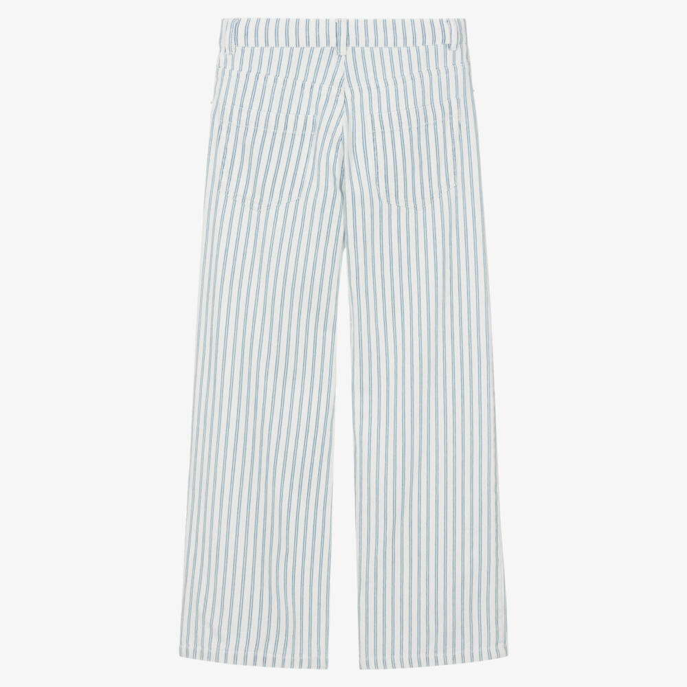 Moschino-White And Blue Stripe Trousers | Childrensalon Outlet