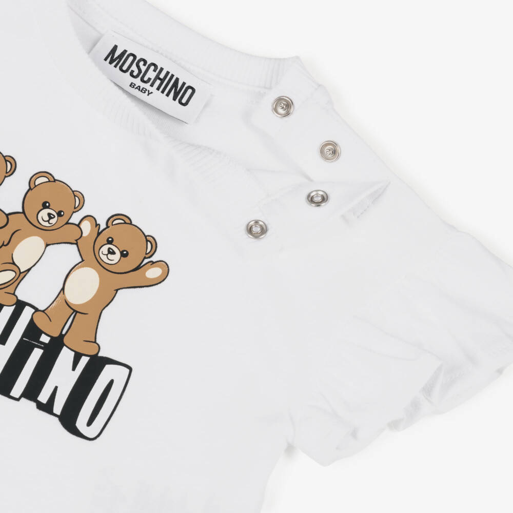 Moschino-White And Pink Jersey Skirt Set | Childrensalon Outlet