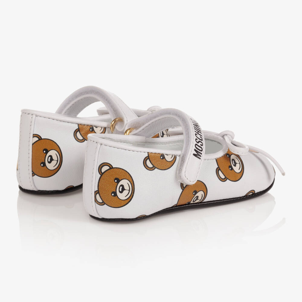 Moschino Kid-Teen-White Bear Aop Buckle Pre Walker | Childrensalon Outlet