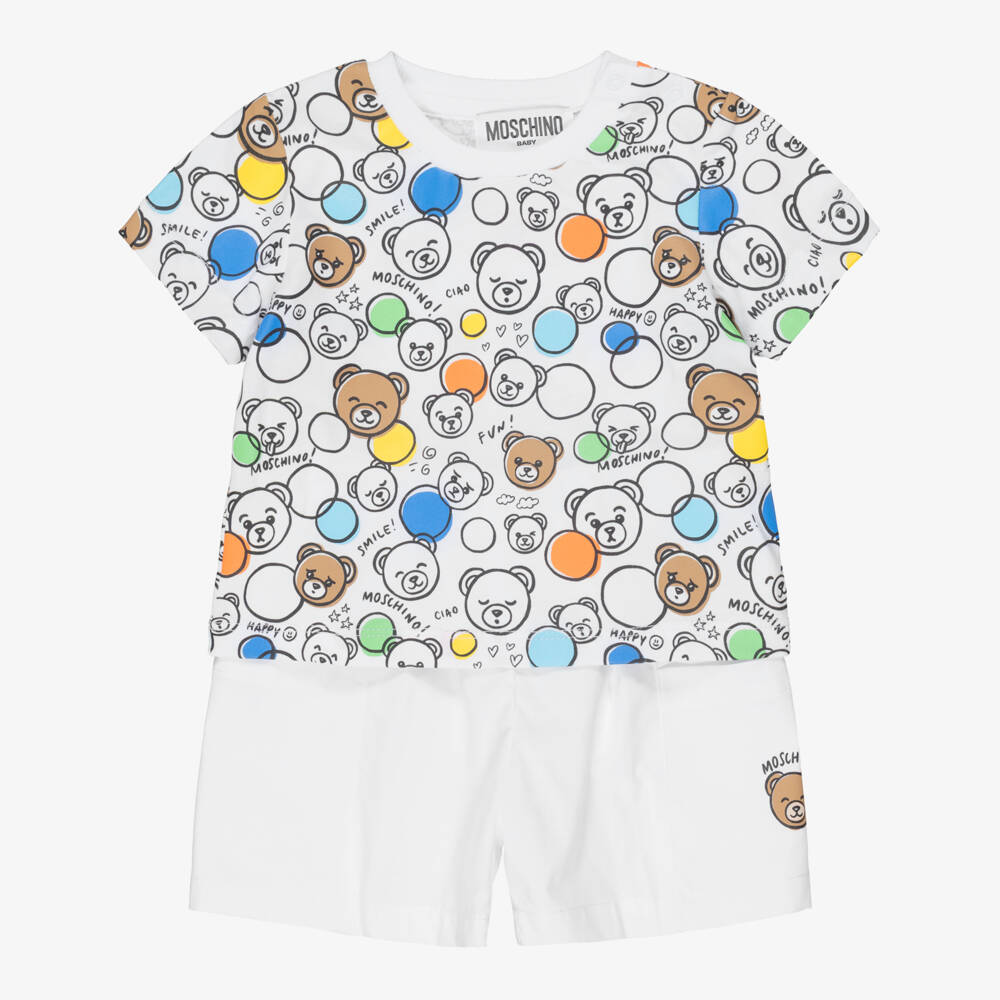 Moschino-White Bear Faces Shorts Set | Childrensalon Outlet