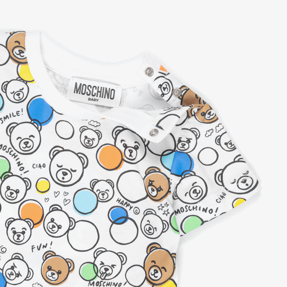 Moschino-White Bear Faces Shorts Set | Childrensalon Outlet