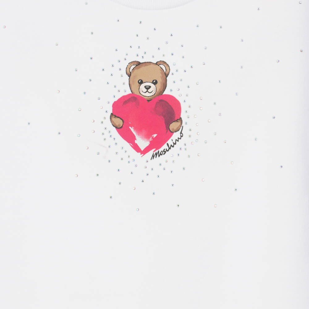Moschino-White Bear Heart Dress | Childrensalon Outlet
