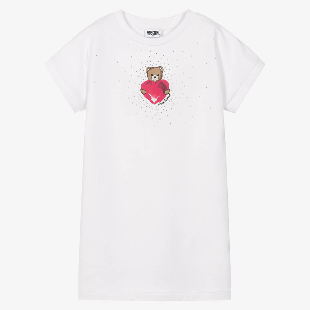 Moschino-White Bear Heart Dress | Childrensalon Outlet