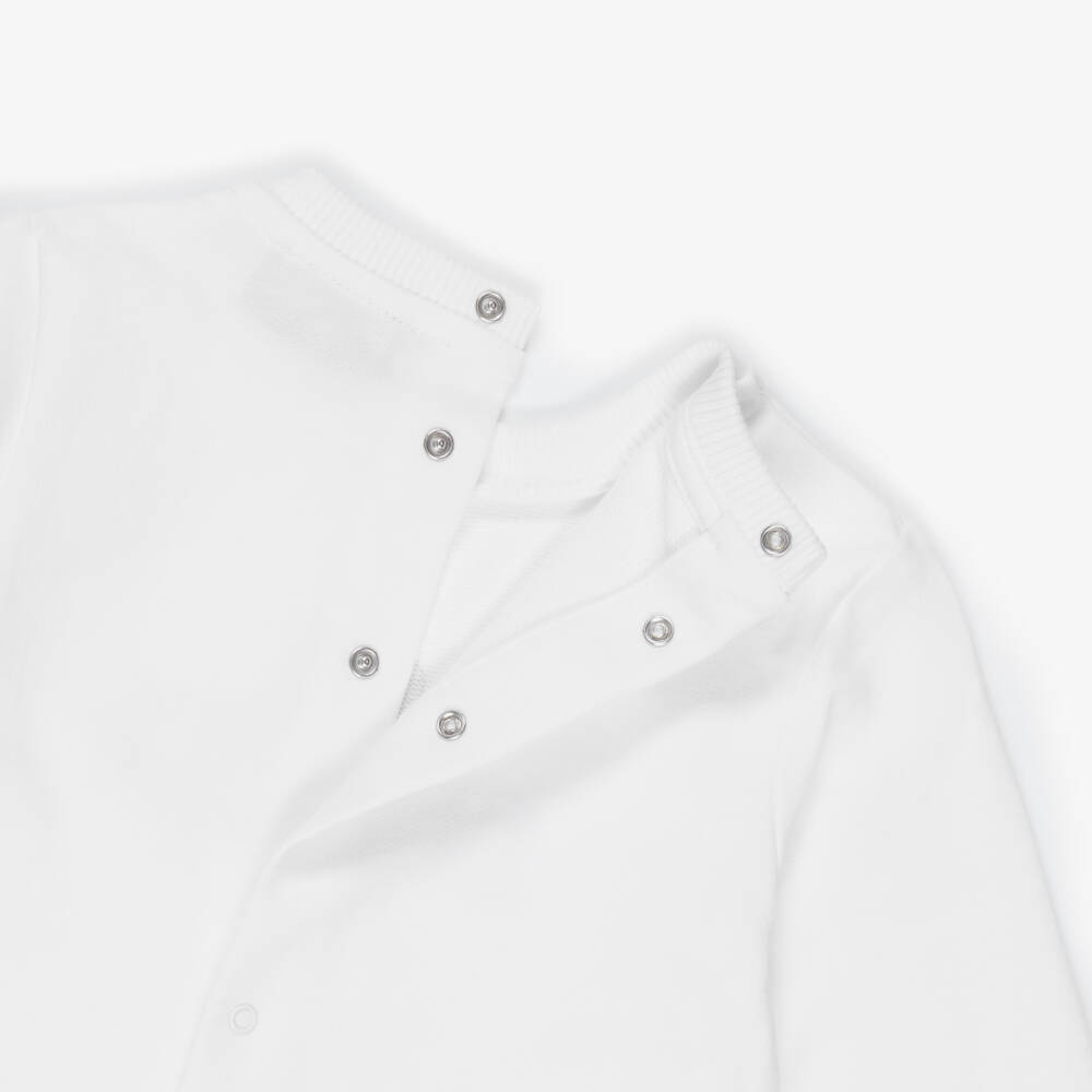 Moschino-White Bear Logo Babysuit Set | Childrensalon Outlet