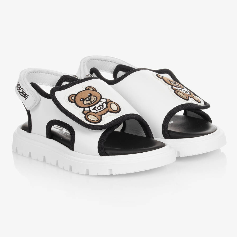 Moschino Baby - Ledersandalen in Weiß und Schwarz | Childrensalon