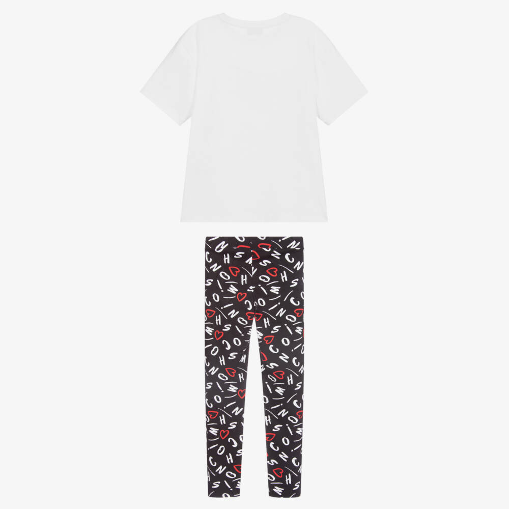 Moschino Kid-Teen-White & Black Leggings Set | Childrensalon Outlet