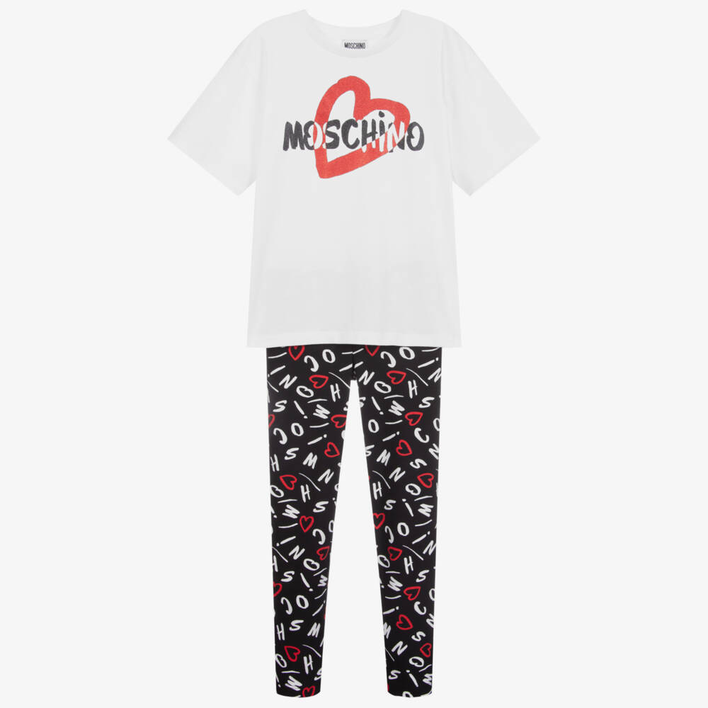 Moschino Kid-Teen-White & Black Leggings Set | Childrensalon Outlet