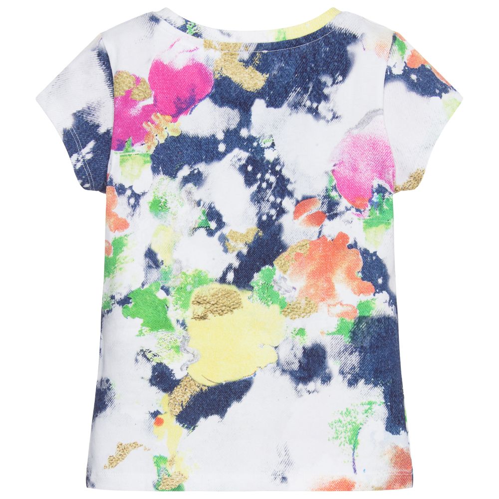 Moschino Кид-Тин-White & Blue Cotton T-Shirt  | Childrensalon Outlet