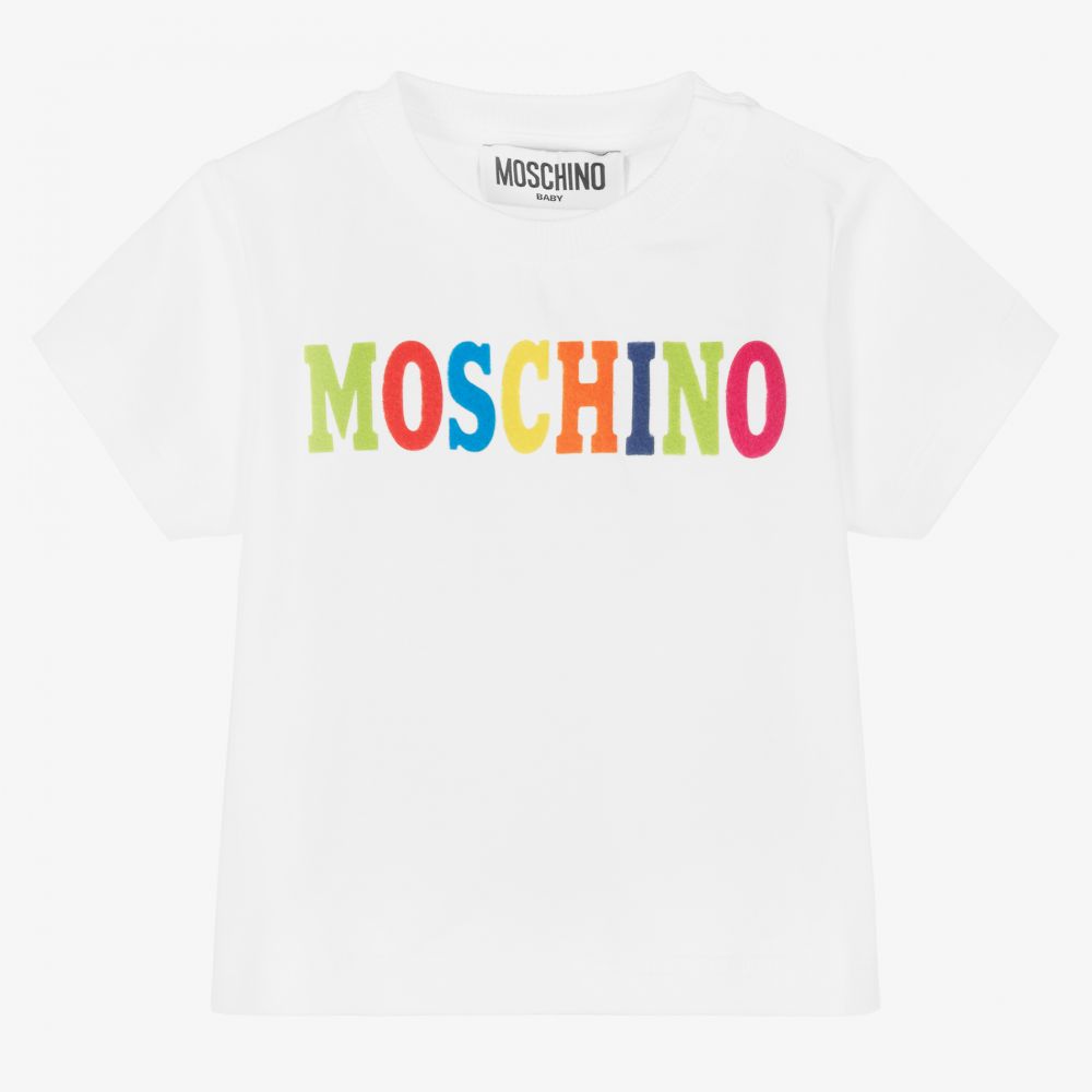 Moschino Baby White Cotton Baby T Shirt Childrensalon Outlet