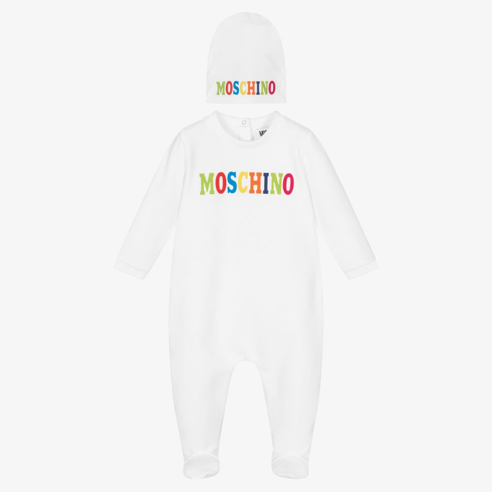 Moschino Baby-White Cotton Babygrow Set | Childrensalon Outlet