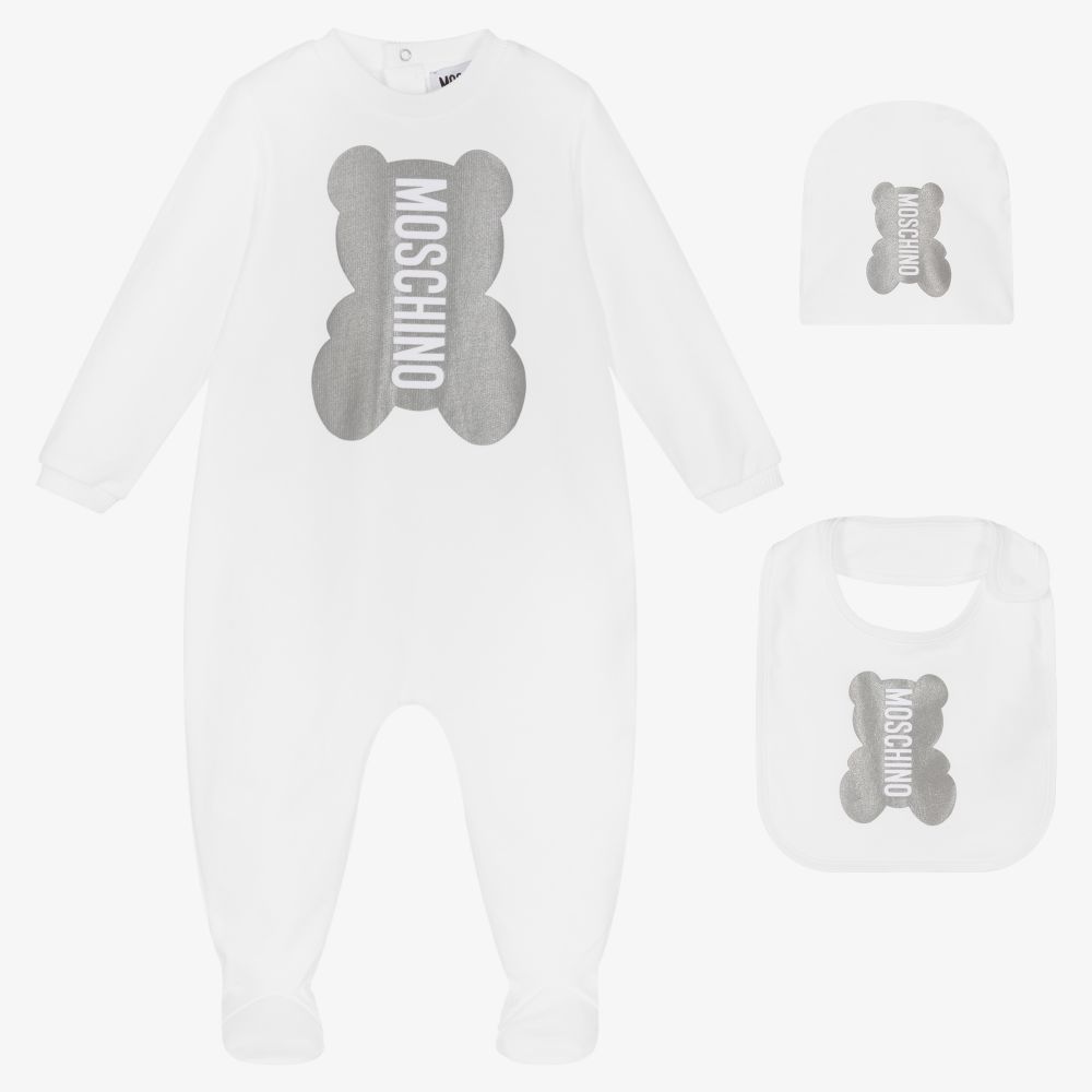 Moschino Baby - Ensemble grenouillère en coton blanc | Childrensalon