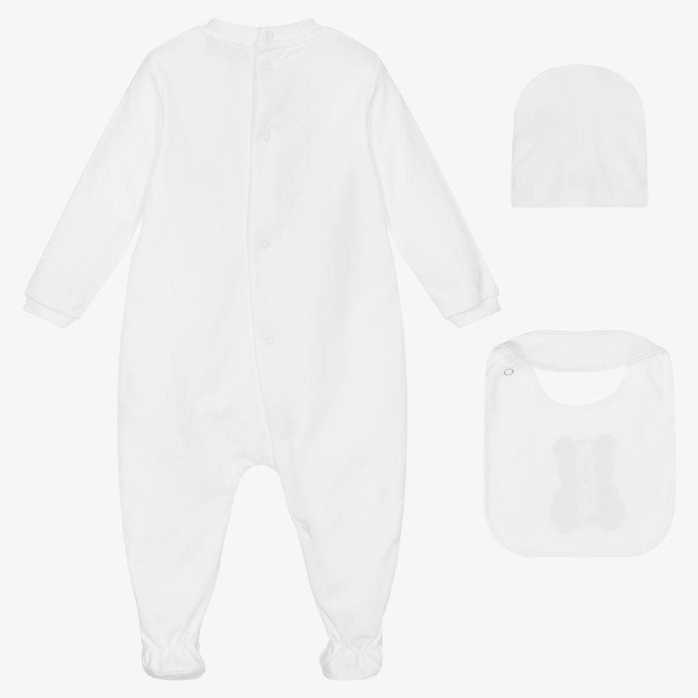 Moschino Baby White Cotton Babygrow Set Childrensalon Outlet