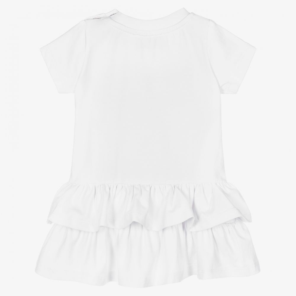 Moschino Baby-White Cotton Jersey Dress | Childrensalon Outlet