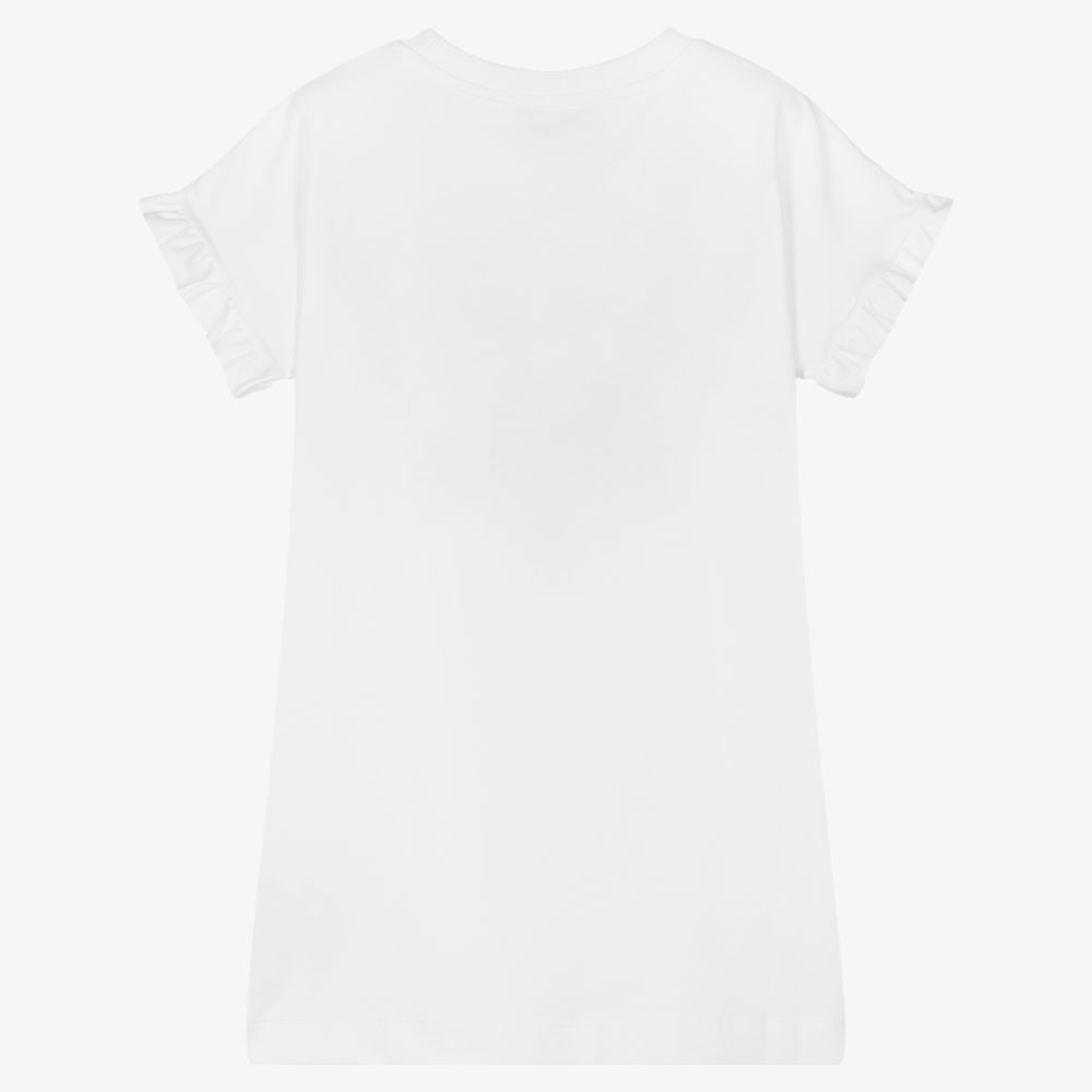 Moschino Kid-Teen-فستان قطن جيرسي لون أبيض | Childrensalon Outlet