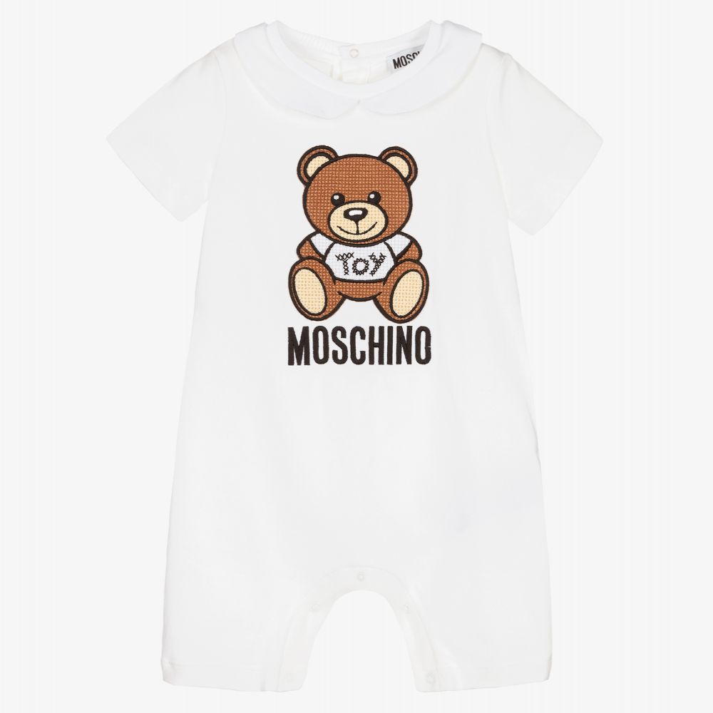 Moschino Baby - White Cotton Logo Baby Shortie | Childrensalon