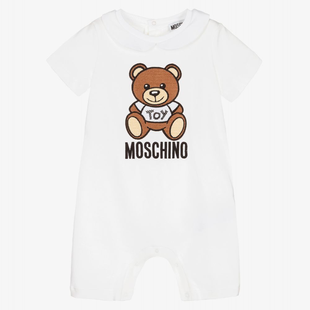 Moschino Малыши-Белый хлопковый песочник для малышей | Childrensalon Outlet