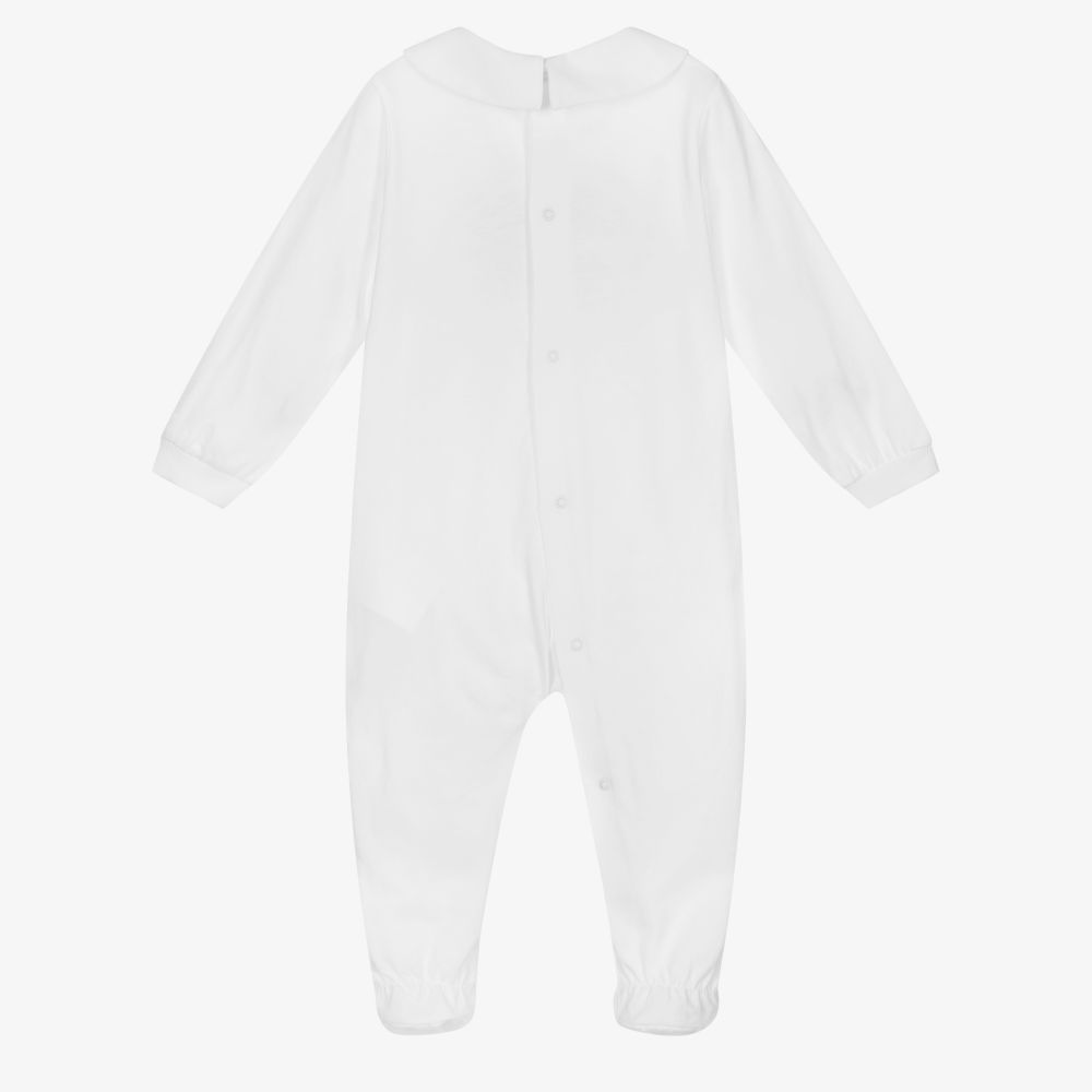 Moschino Baby-White Cotton Logo Babygrow | Childrensalon Outlet