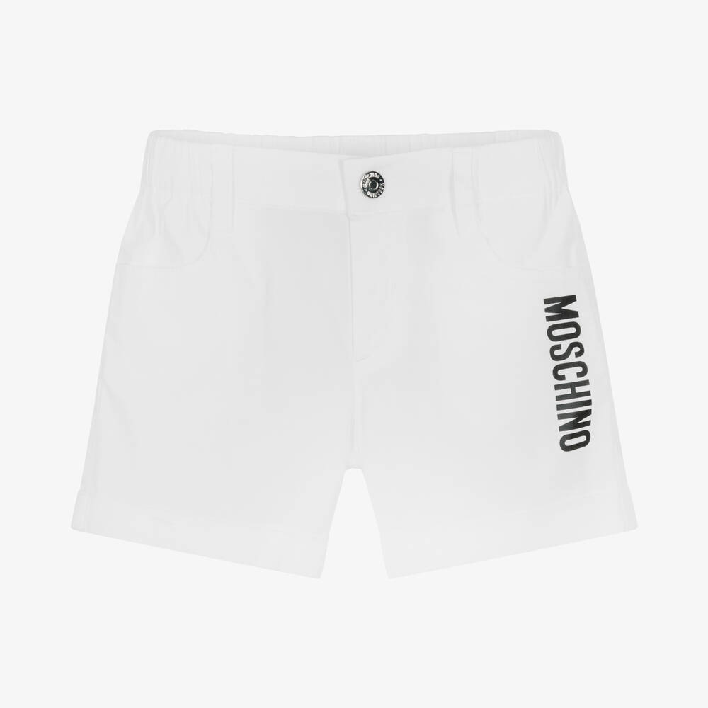 Moschino Baby - White Cotton Logo Chino Shorts | Childrensalon