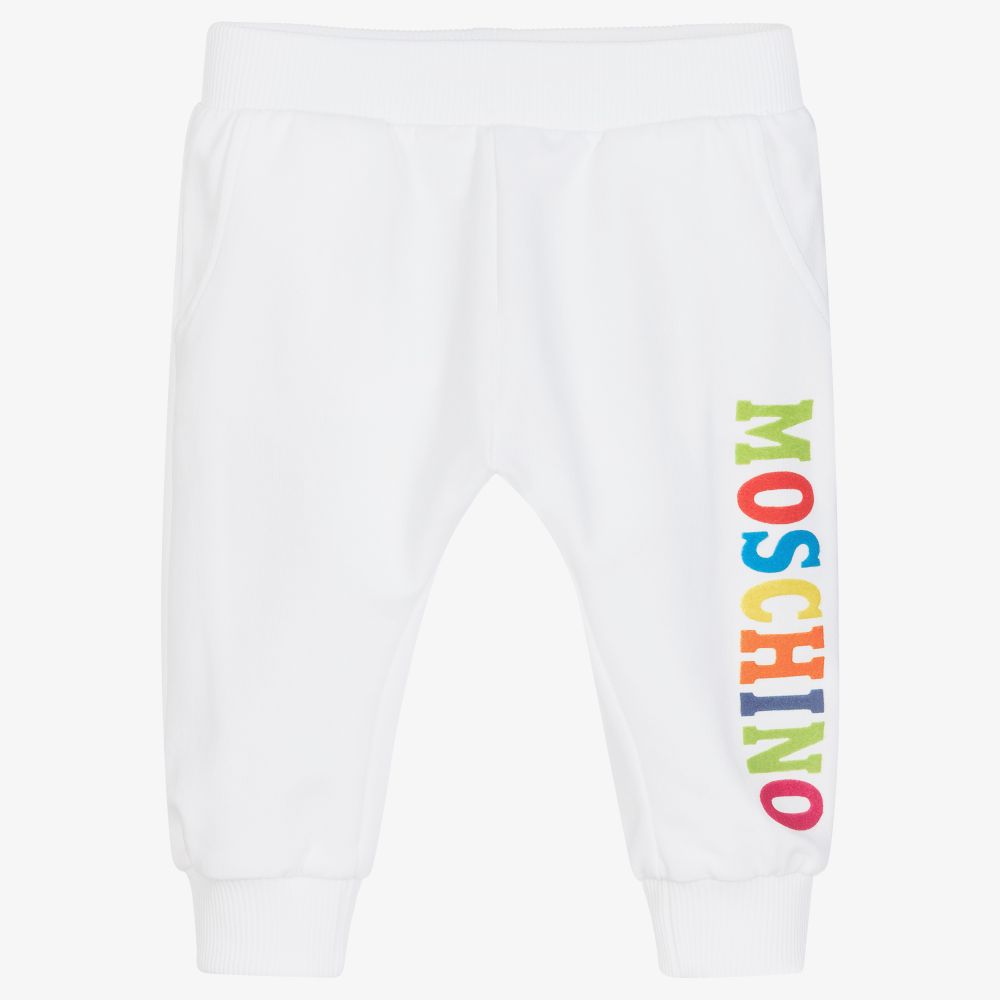 Moschino Baby - White Cotton Logo Joggers | Childrensalon