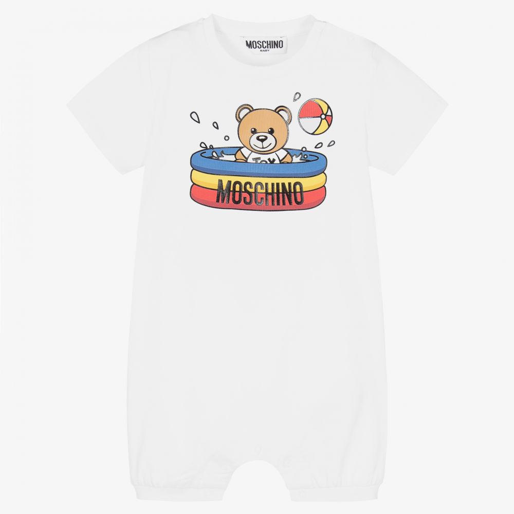 Moschino Baby - White Cotton Logo Shortie | Childrensalon