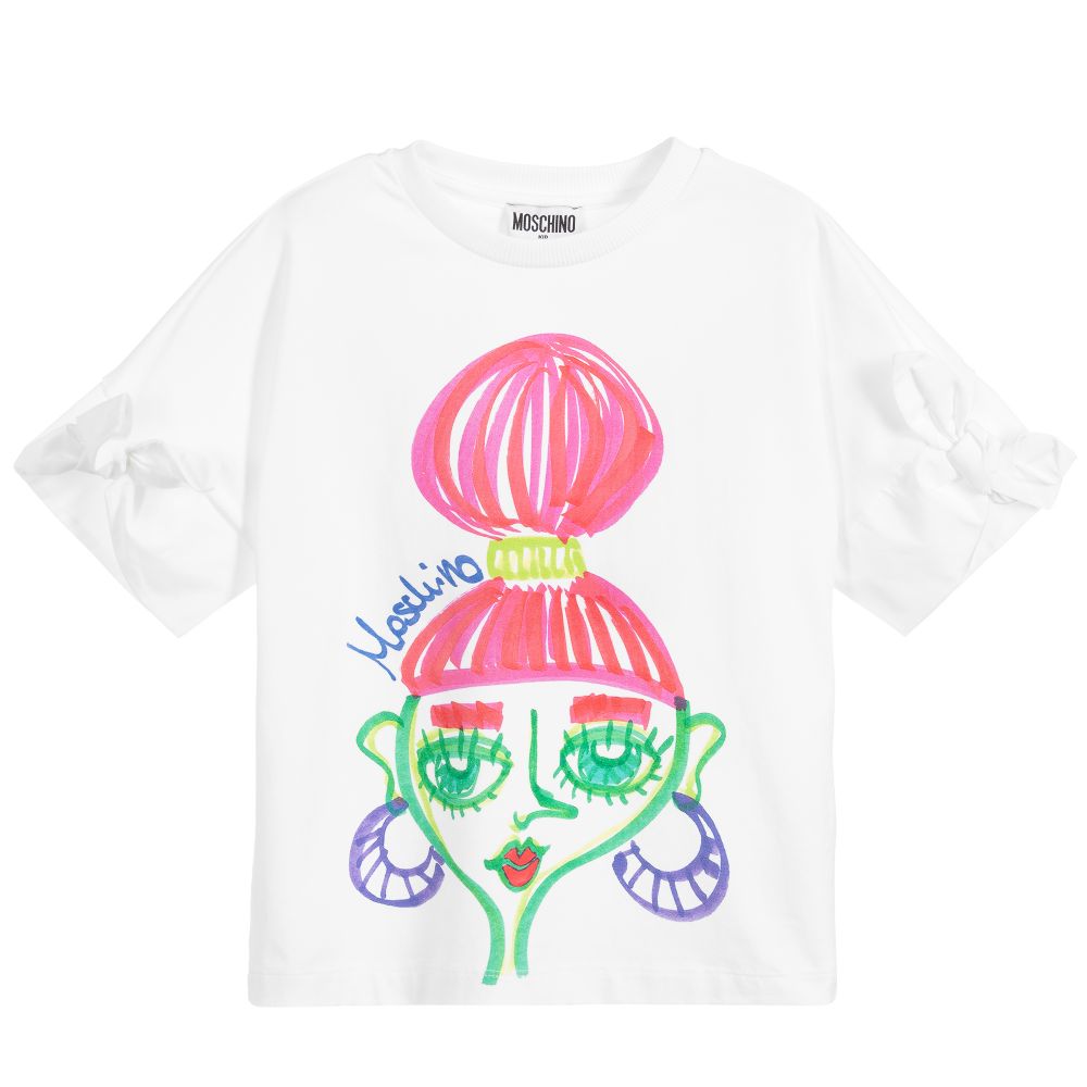 Moschino Kid-Teen - White Cotton Logo T-Shirt | Childrensalon