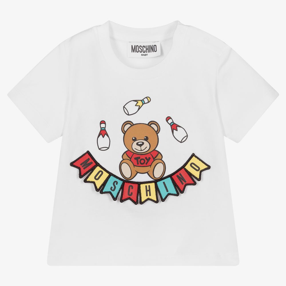 Moschino Baby - White Cotton Logo T-Shirt | Childrensalon