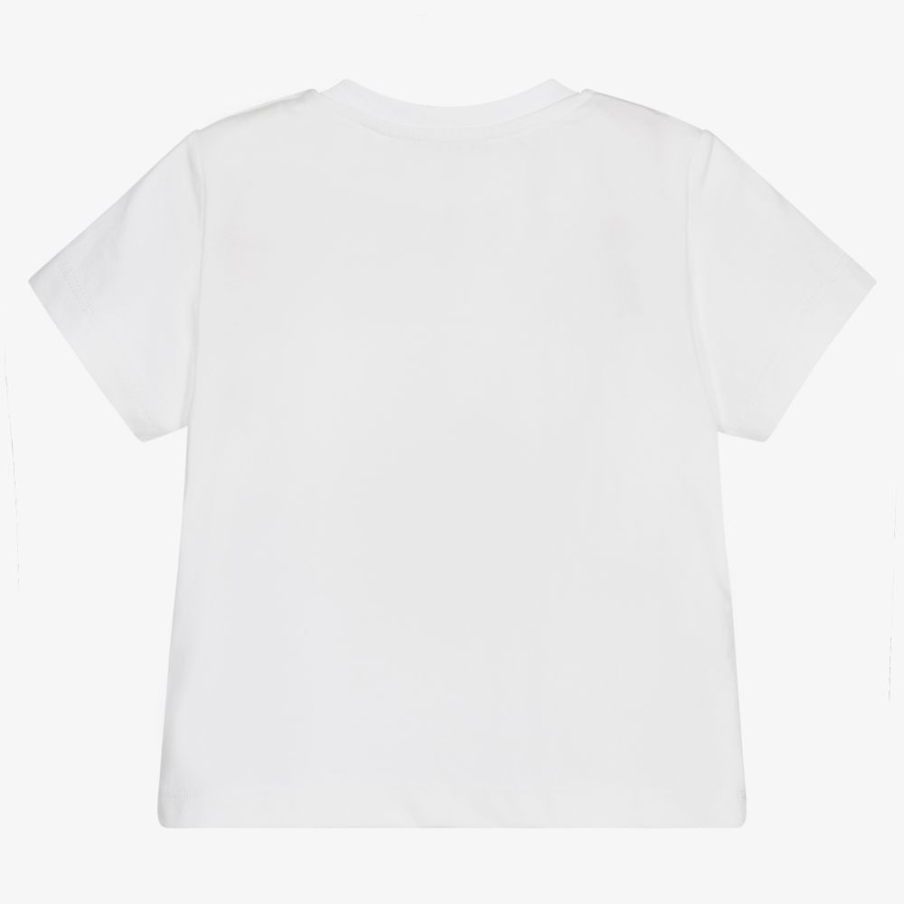 Moschino Baby White Cotton Logo TShirt Childrensalon Outlet