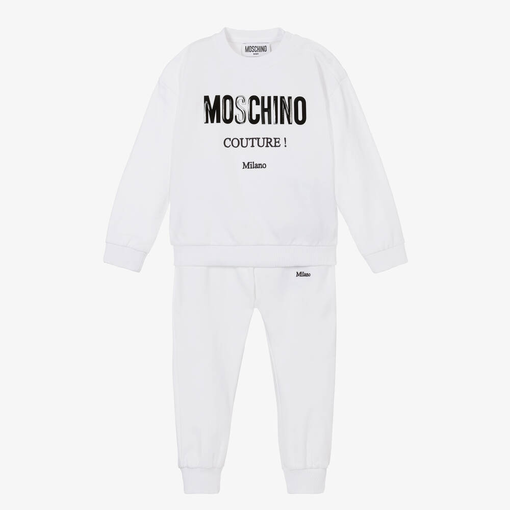 Moschino Baby - White Cotton Logo Tracksuit | Childrensalon