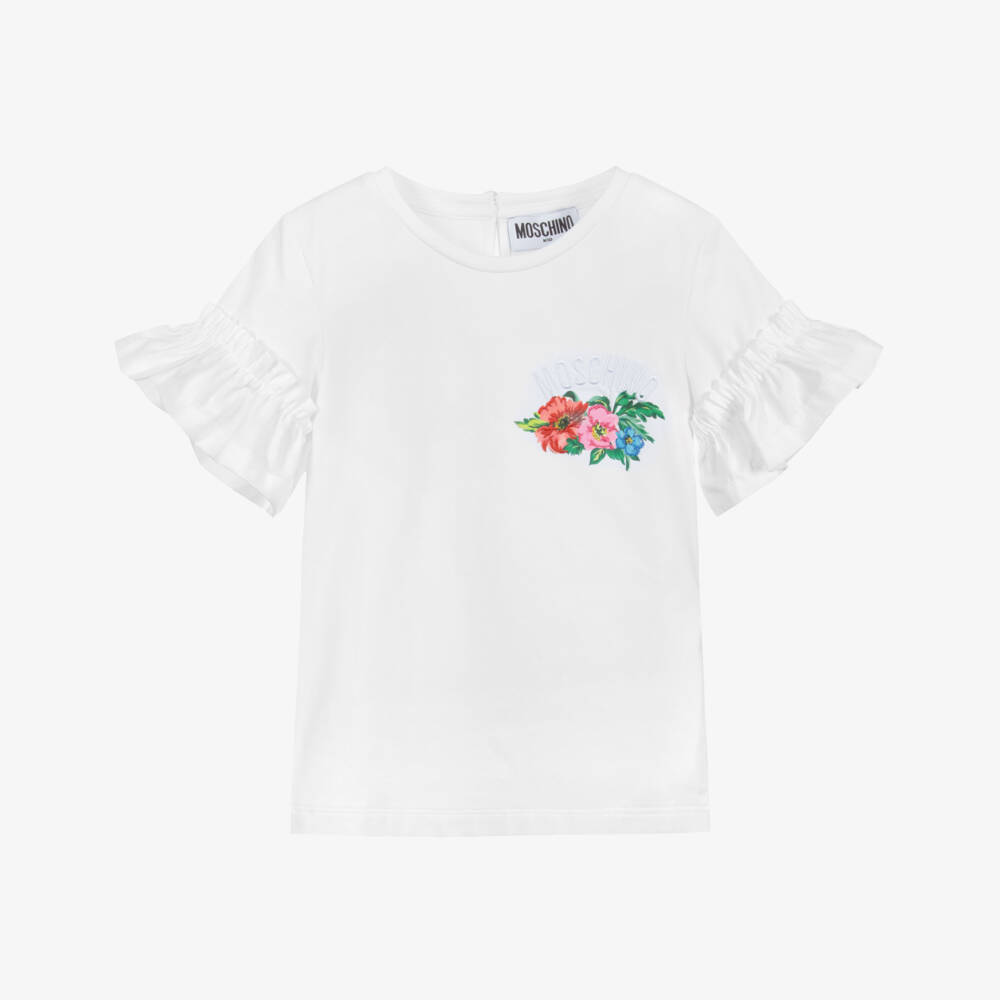 Moschino Kid-Teen-White Cotton T-Shirt | Childrensalon Outlet
