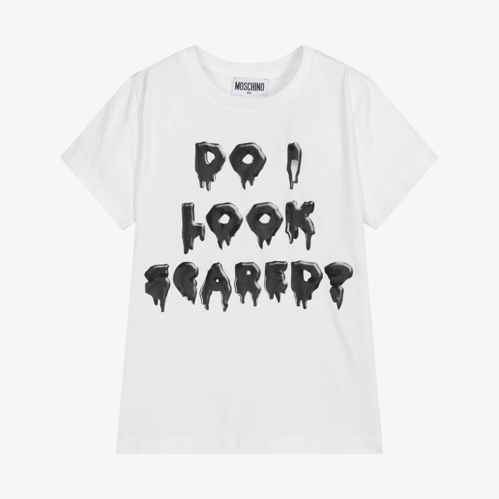 Moschino Кид-Тин-White Cotton T-Shirt | Childrensalon Outlet
