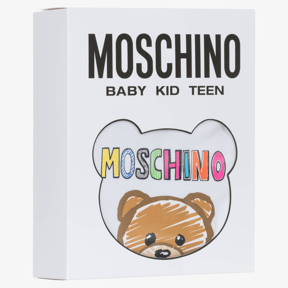 Moschino Baby White Cotton Teddy Bear Babygrow
