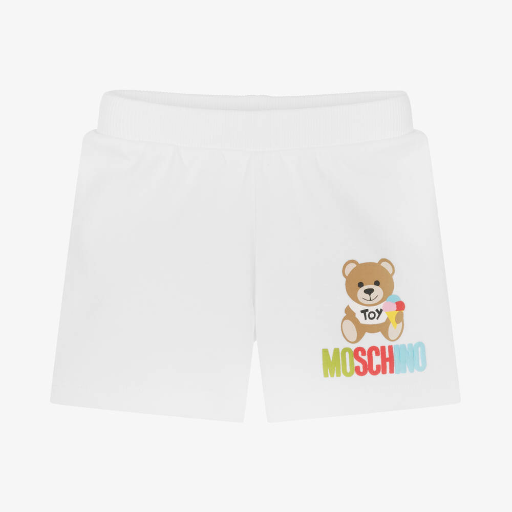 Moschino Baby - Белые хлопковые шорты с медвежонком | Childrensalon