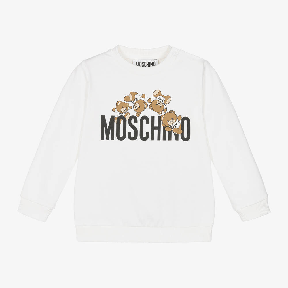 Moschino Baby-White Cotton Teddy Bear Sweatshirt | Childrensalon Outlet