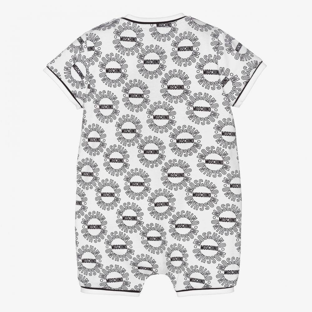 Moschino Малыши-Белый хлопковый песочник с медвежонком | Childrensalon Outlet