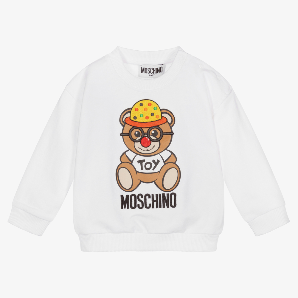 Moschino Baby - سويتشيرت قطن جيرسي لون أبيض للأطفال | Childrensalon