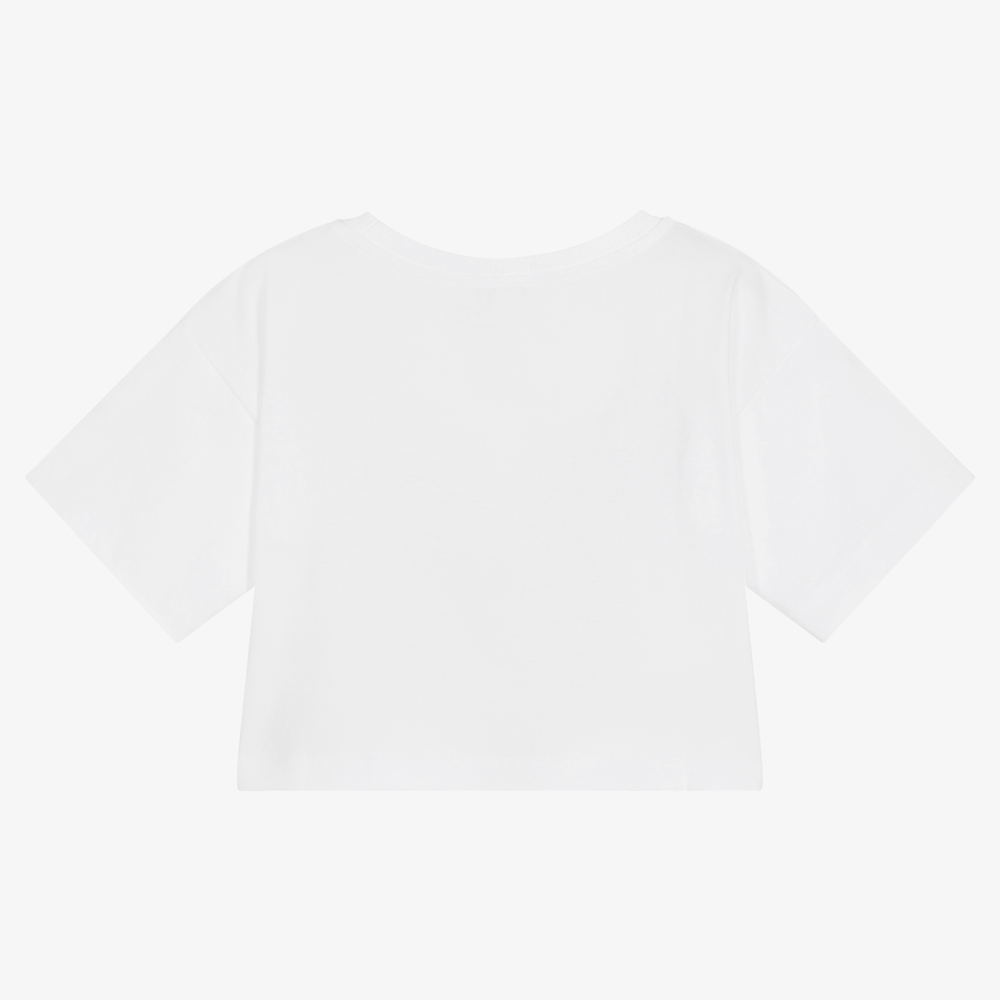موسكينو Kid-Teen-تيشيرت قصير قطن جيرسي لون أبيض للبنات | Childrensalon Outlet