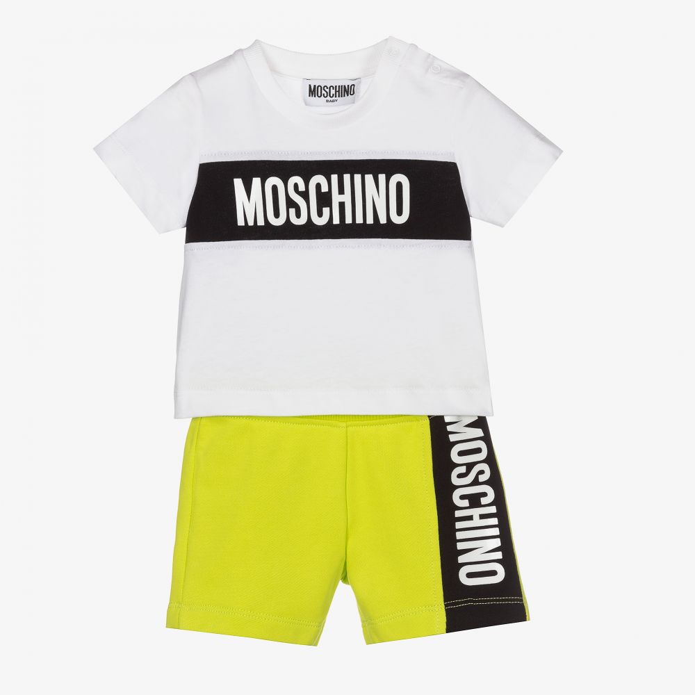 Moschino Baby - White & Green Baby Shorts Set | Childrensalon