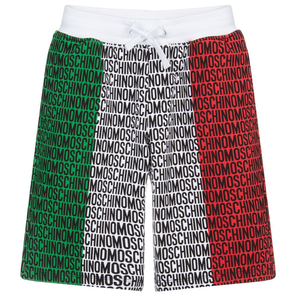 Moschino Kid-Teen - Белые шорты с итальянским флагом | Childrensalon