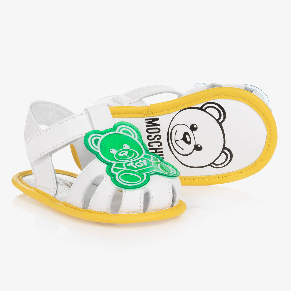 Moschino Baby - White Leather Baby Sandals | Childrensalon