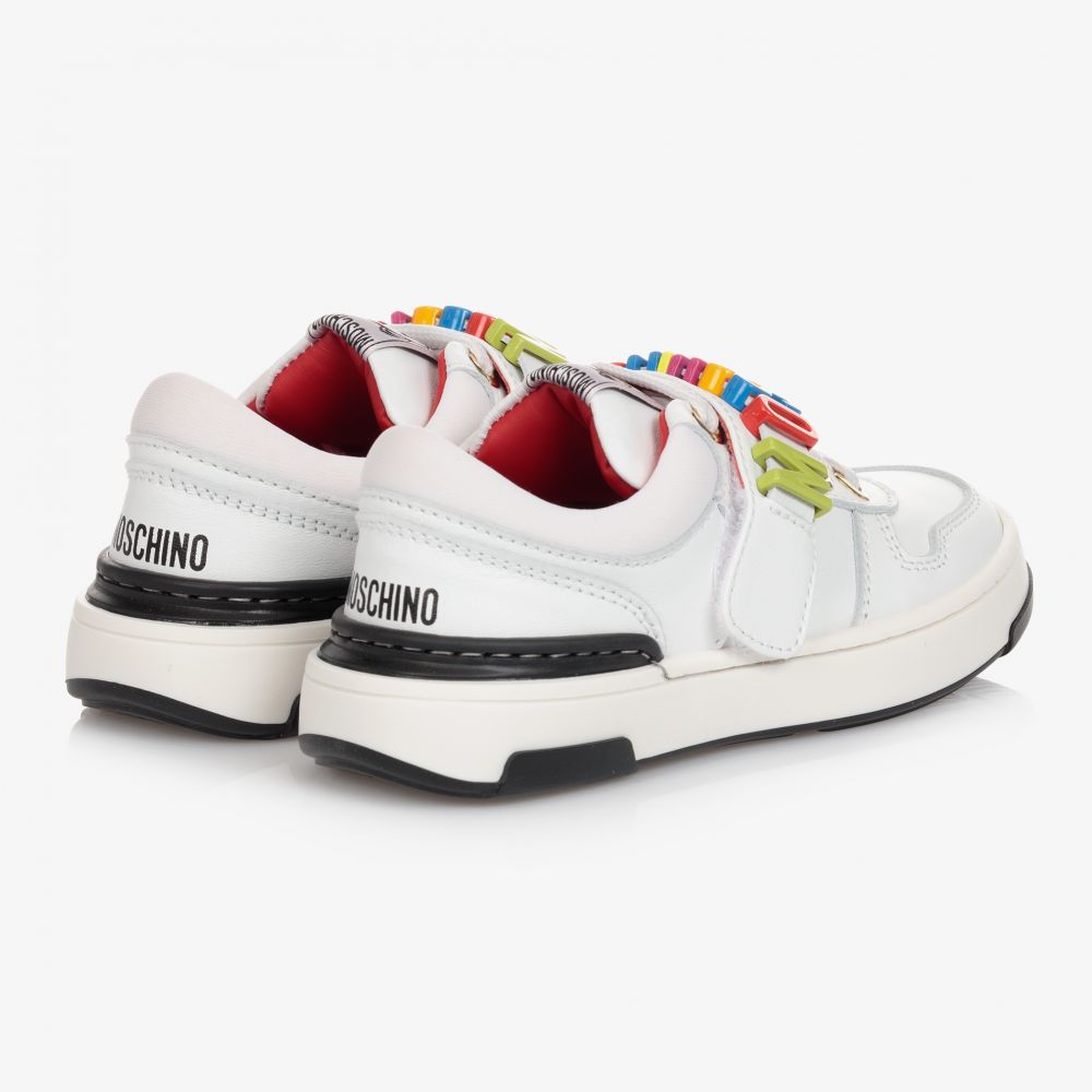Moschino Kid-Teen-White Leather Lace-Up Trainers | Childrensalon Outlet