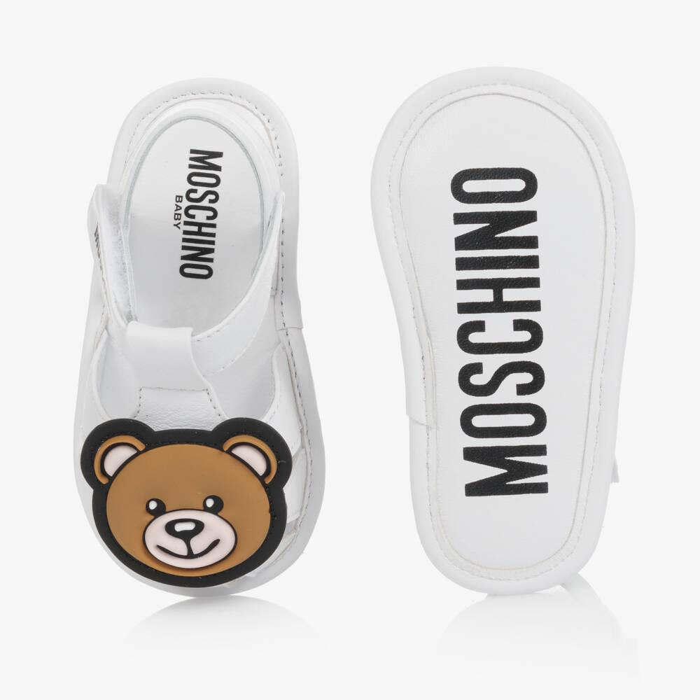 Moschino-White Leather Pre-Walker Sandals | Childrensalon Outlet